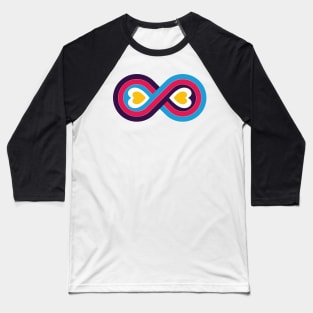 Polyamory Infinity Love Symbol - Double Heart  - (New Pride Colors!) Baseball T-Shirt